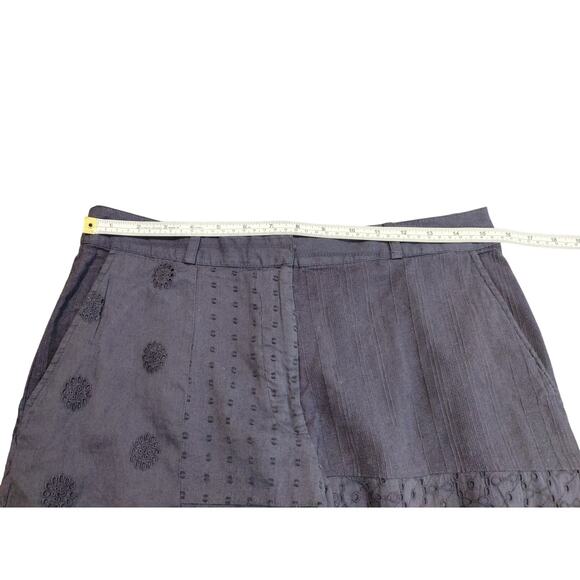 Zara Trouser Pants Patchwork Wide Leg Cotton Lightweight Blue Womens Medium - Picture 5 of 8